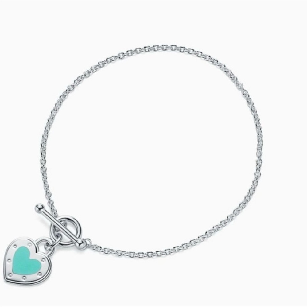 Tiffany & Co. Blue Enamel Heart Love Toggle Bracelet